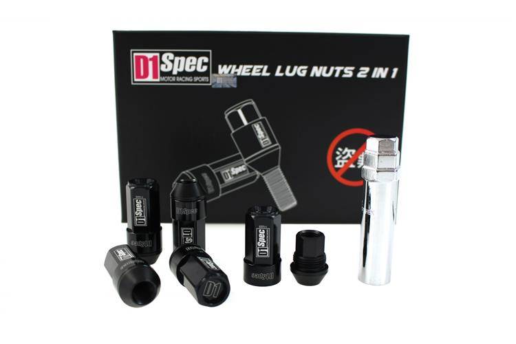 Forged wheel lug nuts D1Spec Heptagon 2in1 12x1,5 Black