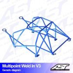 Roll Cage NISSAN Silvia (PS13) 2-doors Coupe MULTIPOINT WELD IN V3