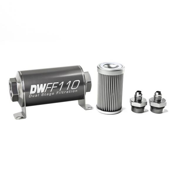 DeatschWerks Universal in-line fuel filter 10 micron AN6 110mm