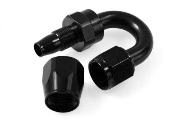 Reusable swivel hose end 180deg AN16 black