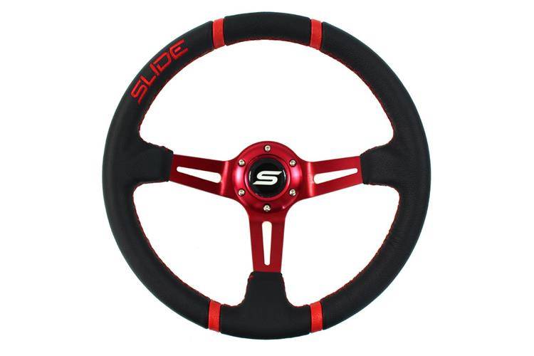 Steering wheel SLIDE 350mm offset:90mm Leather Red