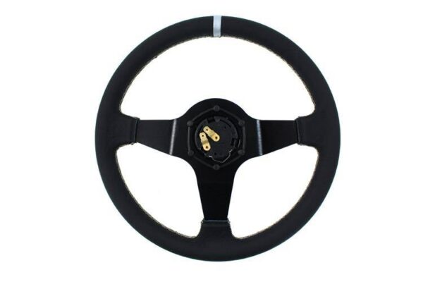 Steering wheel SLIDE 350mm offset:90mm Leather Silver Strip