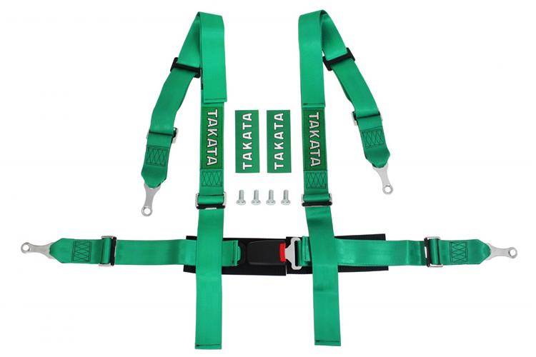 Racing seat belts 4p 2" Green Takata Replica