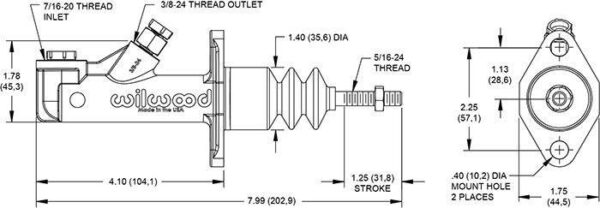 Brake clutch master cylinder Wilwood GS Compact 0,7"