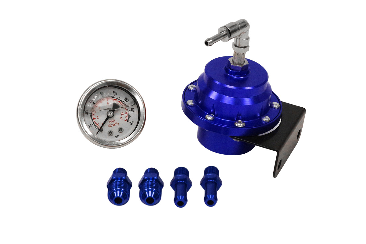 TurboWorks Fuel pressure regulator Racing AN6 with gauge Blue