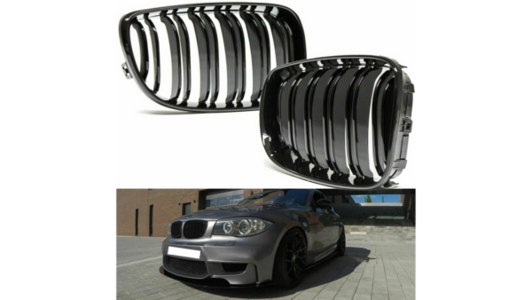 Sport Grille Dual Line Gloss Black suitable for BMW 1 (E81, E87) Hatchback 1 (E88) Convertible 1 (E82) Coupe Facelift 2007-2011