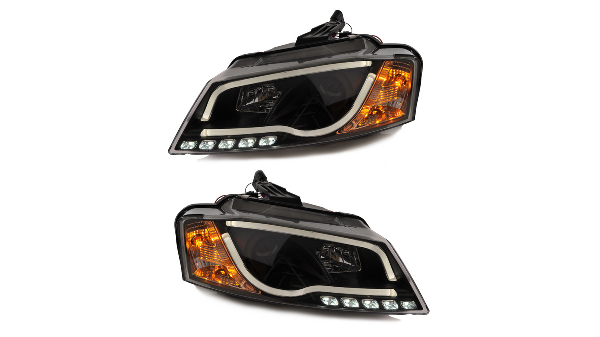Headlights Halogen Black DRL suitable for AUDI A3 (8P) Sportback Hatchback Facelift 2008-2012