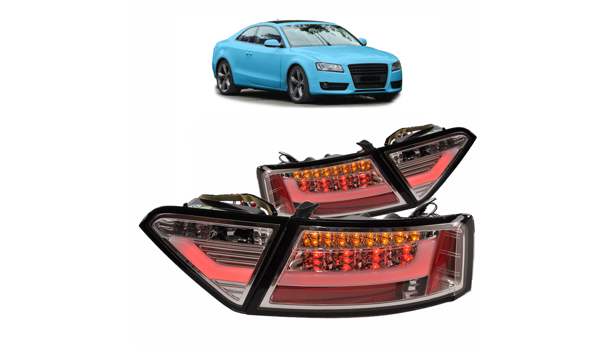 Tail Lights LED Chrome suitable for AUDI A5 (8T) Coupe Convertible Sportback Pre-Facelift 2007-2009
