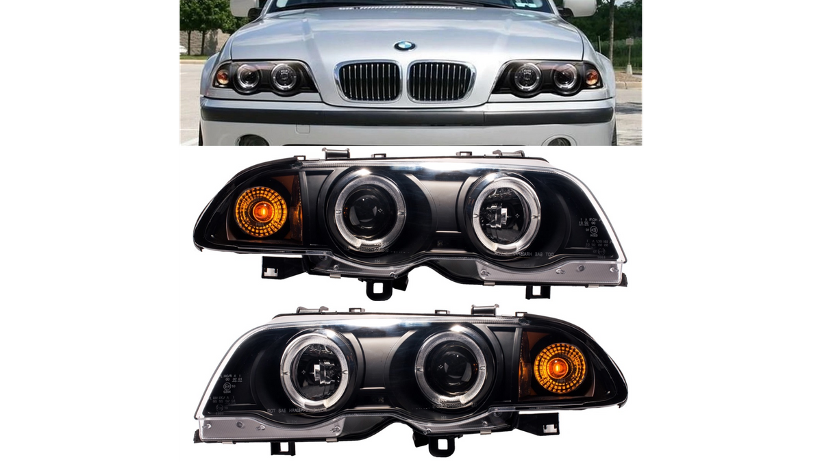 Headlights Halogen Black suitable for BMW 3 (E46) Sedan Touring Pre-Facelift 1998-2001