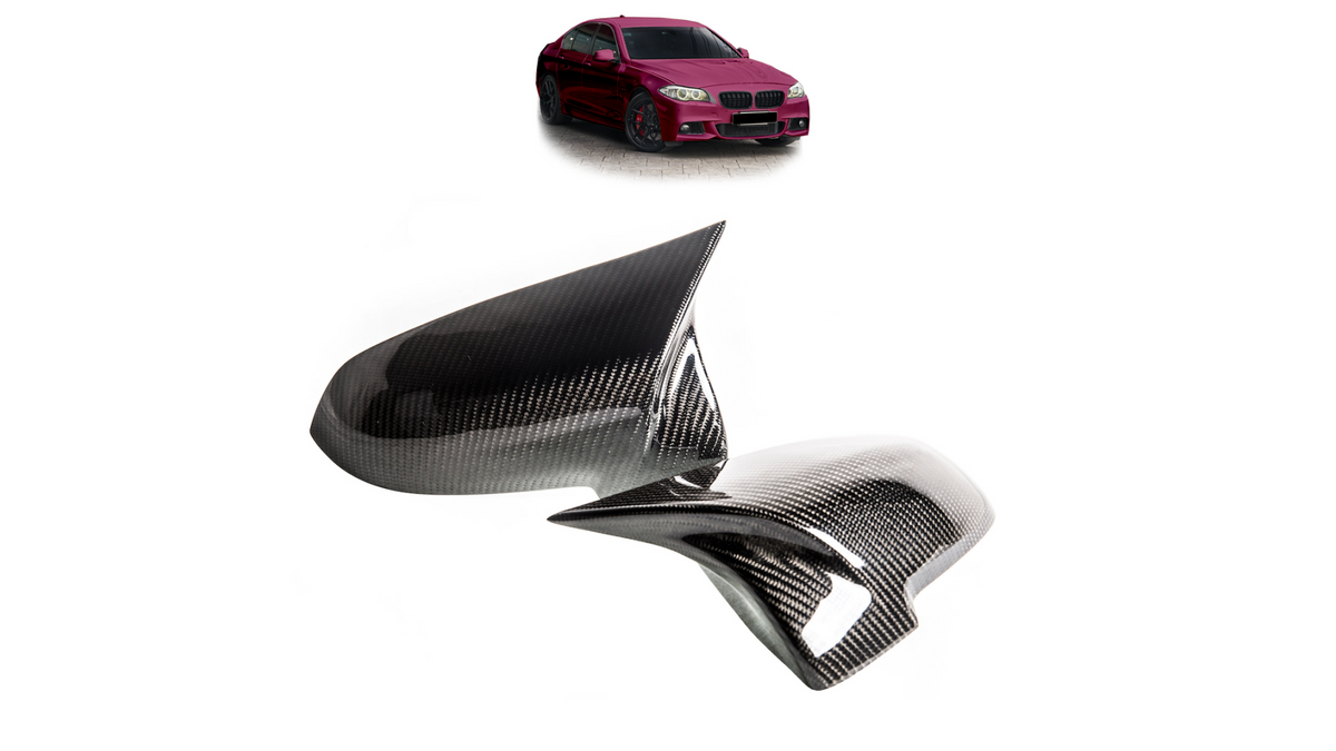 Side Mirror Cover Set Carbon Fiber suitable for BMW 5 (F10) Sedan 5 (F07) Gran Turismo 5 (F11) Touring (F13) Coupe (F12) Convertible (F06) Gran Coupe 7 (F01, F02, F03, F04) 2014-2017
