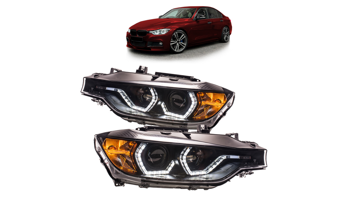 Headlights Halogen Black DRL suitable for BMW 3 (F30) Sedan (F31) Touring Facelift 2015-2018