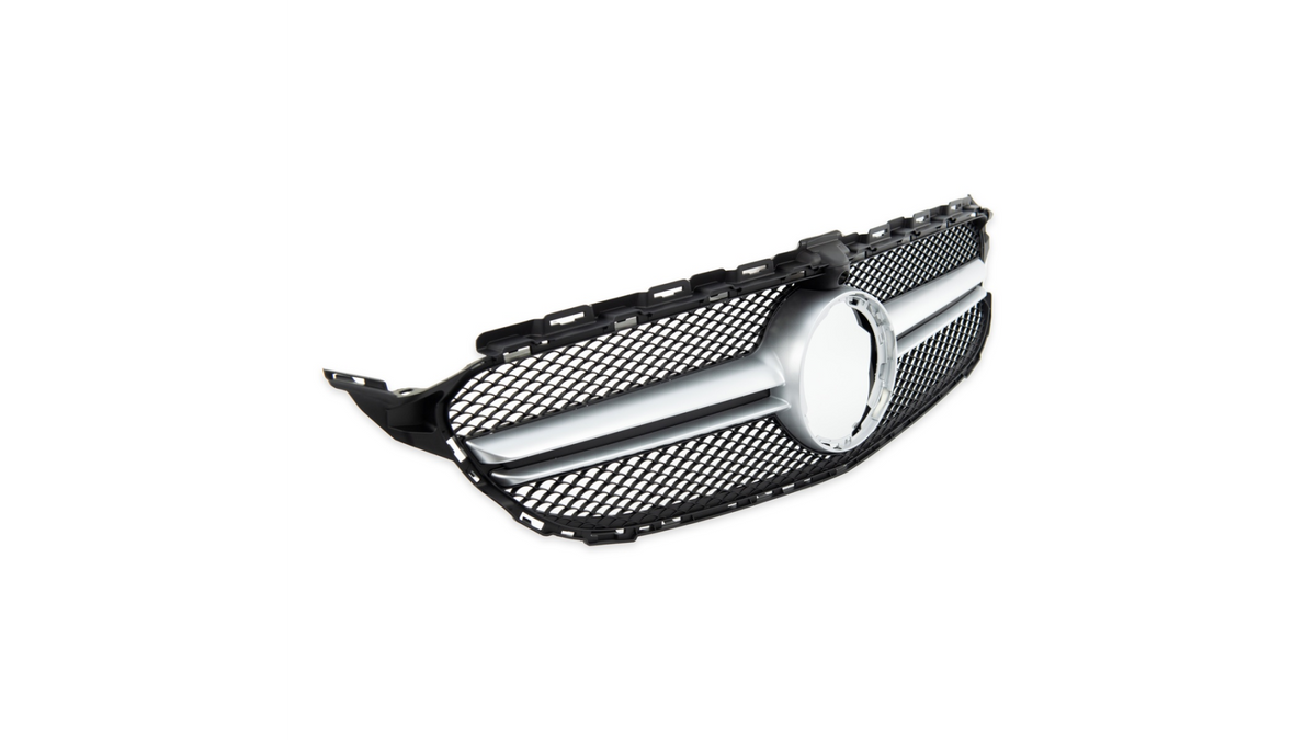 Sport Grille Silver A-Type Camera suitable for MERCEDES C-Class (W205) Sedan (S205) T-Model (A205) Convertible (C205) Coupe Facelift 2018-2021