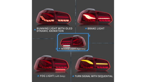 Tail Lights Dynamic LED Red suitable for VW GOLF VI 2008-2013