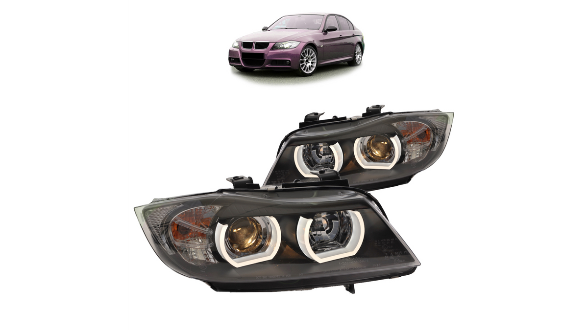 Headlights Halogen Black suitable for BMW 3 (E90) Sedan (E91) Touring 2005-2012