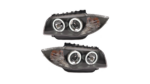 Headlights Halogen Black CCFL suitable for BMW 1 (E81, E87) Hatchback 1 (E88) Convertible 1 (E82) Coupe 2004-2011
