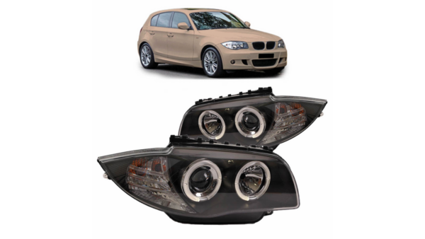 Headlights Halogen Black suitable for BMW 1 (E81, E87) Hatchback 1 (E88) Convertible 1 (E82) Coupe 2004-2011