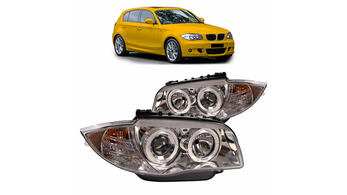 Headlights Halogen Chrome suitable for BMW 1 (E81, E87) Hatchback 1 (E88) Convertible 1 (E82) Coupe 2004-2011