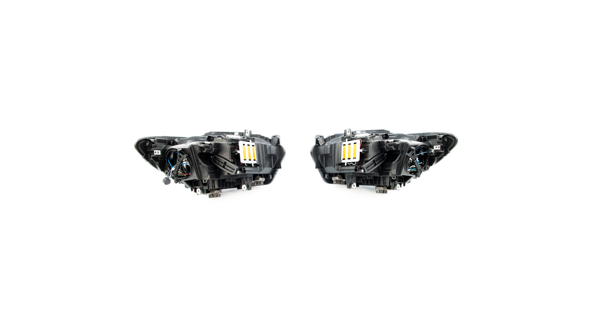 Headlights Halogen Black with LED Angel Eyes suitable for BMW 1 Series (F20; F21) Pre-Facelift 2011-2015