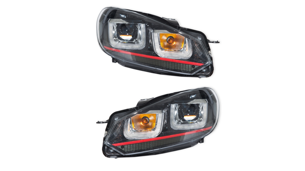 Headlights Halogen Red Black DRL suitable for VW GOLF VI 2009-now