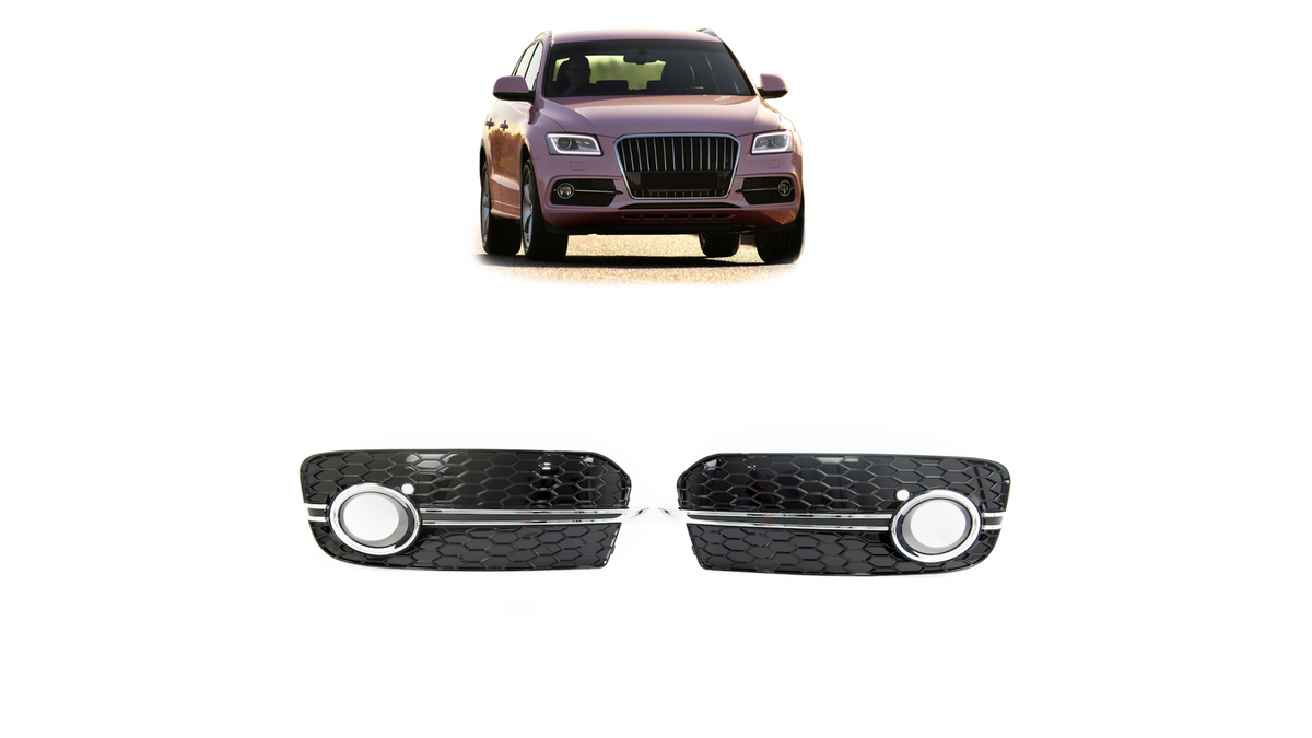 Sport Fog Light Covers Chrome & Black suitable for AUDI Q5 (8R) Facelift 2012-2017