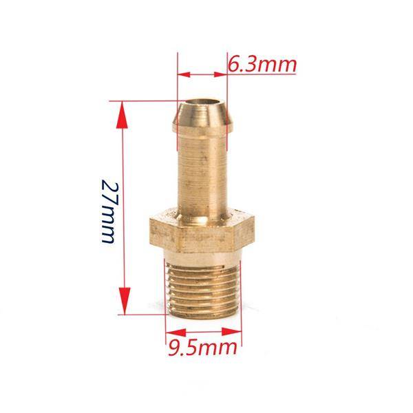 Nipple 1/8" to 6mm hose Brass