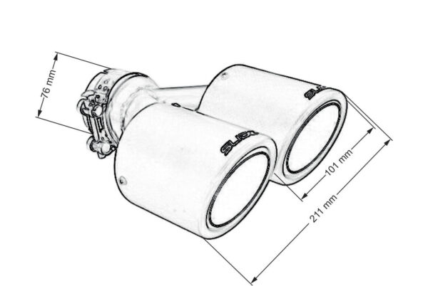 Double Exhaust Pipe 101mm enter 76mm SLIDE