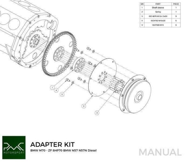 Adapter Kit BMW V12 M70 - BMW ZF 8HP70 N57 N57N Diesel