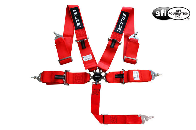Racing seat belts Slide Quick 5p 3" Red Approval SFI