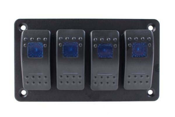 Alu panel switch, ON/OFFx4 Blue