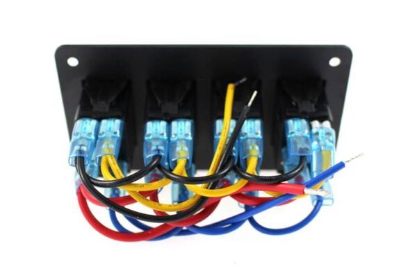 Alu panel switch, ON/OFFx4 Blue