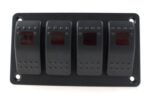 Alu panel switch, ON/OFFx4 Red