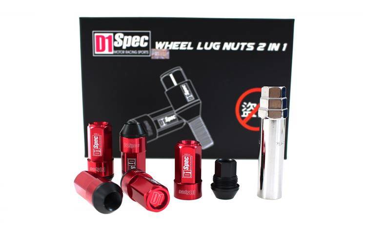 Forged wheel lug nuts D1Spec Heptagon 2in1 12x1,25 Red
